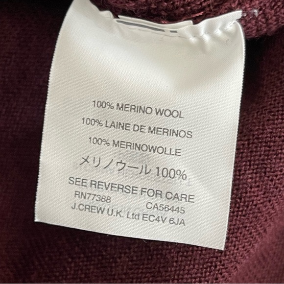 J.Crew Merino Wool Lightweight V-Neck Sweater Women’s Medium Burgundy - Picture 4 of 7